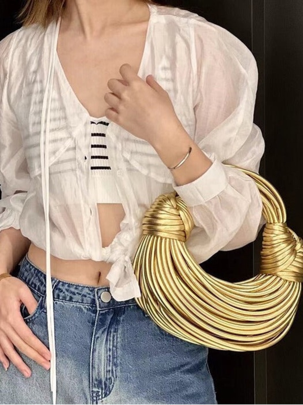 Verano Hill Amanda Gold Sculptural Knot Handle Women's Clutch